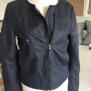 Sanctuary navy blue leather jacket